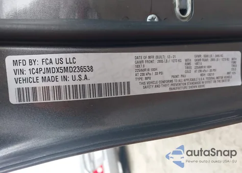 2021 Jeep Cherokee Limited 4X4 from USA, damaged, VIN 1C4PJMDX5MD236538